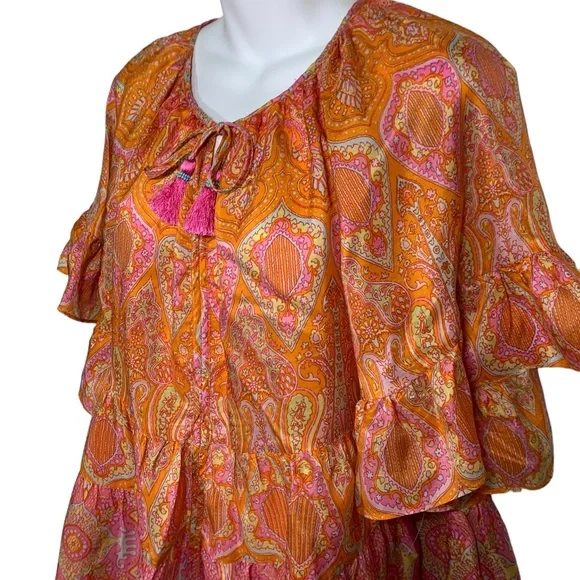 Calypso St Barth Espazi Silk Ruffle Top Sz XS - Picture 9 of 10